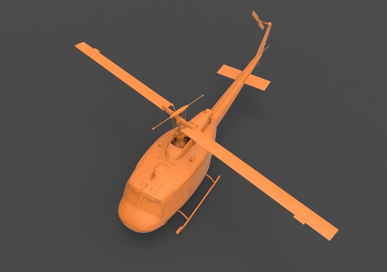 UH-1H orange helicopter 3D print model_7