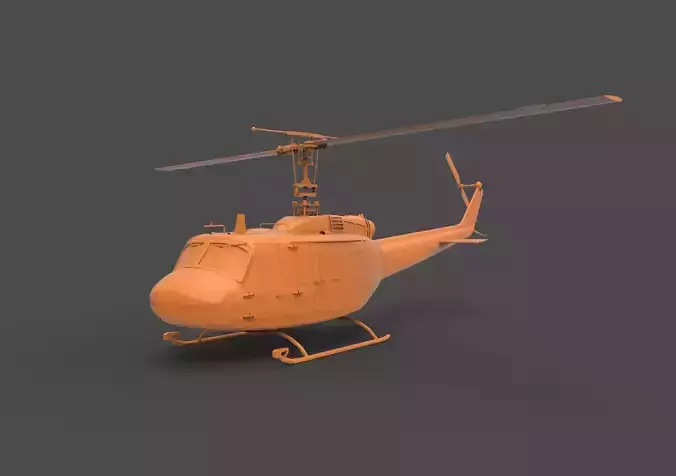 UH-1H orange helicopter 3D print model