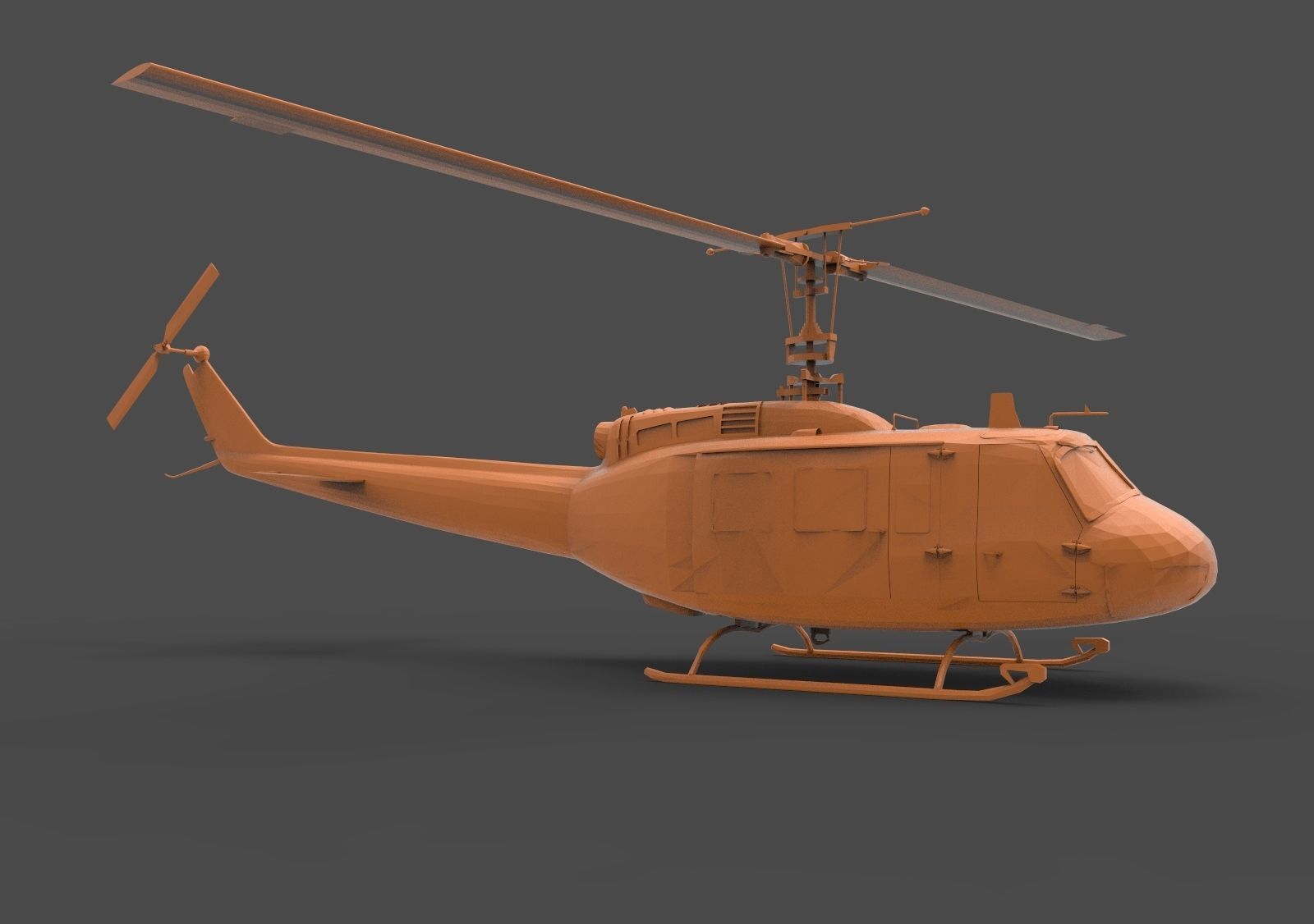 UH-1H orange helicopter 3D print model_2