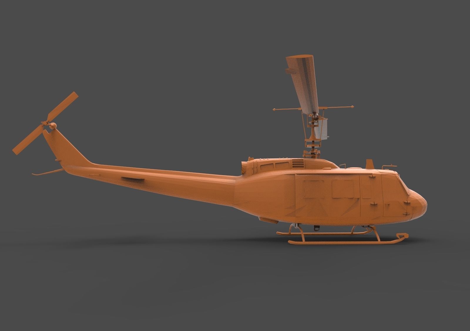 UH-1H orange helicopter 3D print model_3