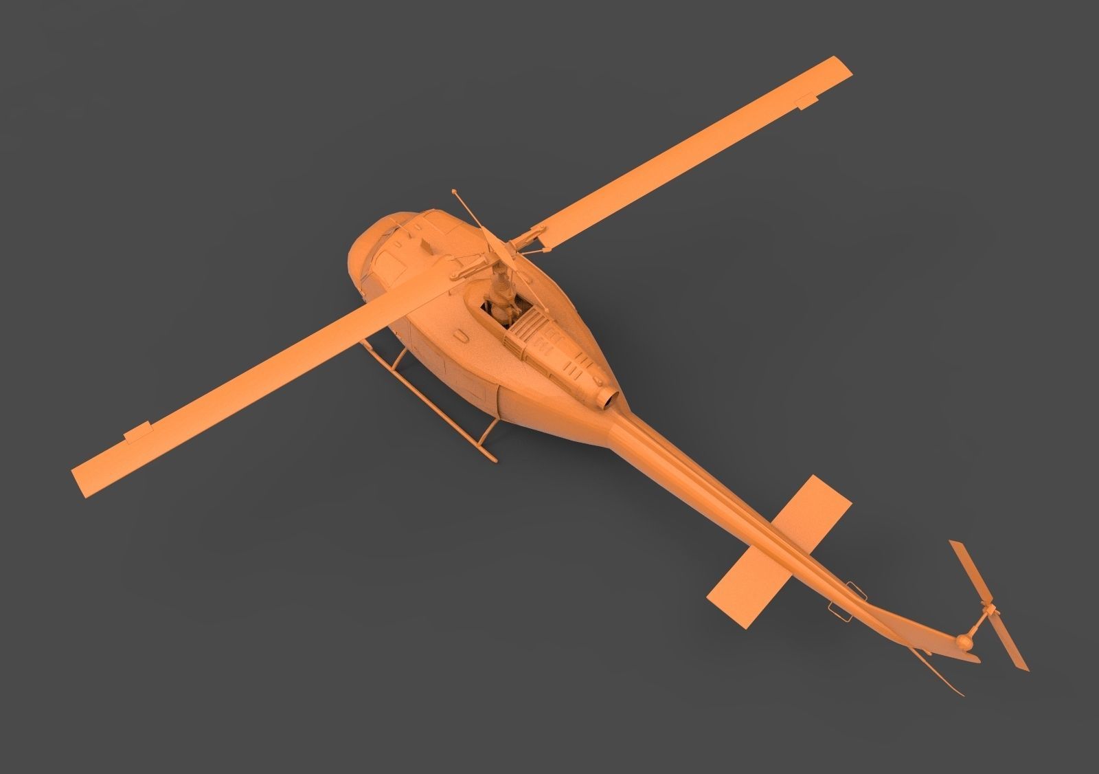UH-1H orange helicopter 3D print model_6