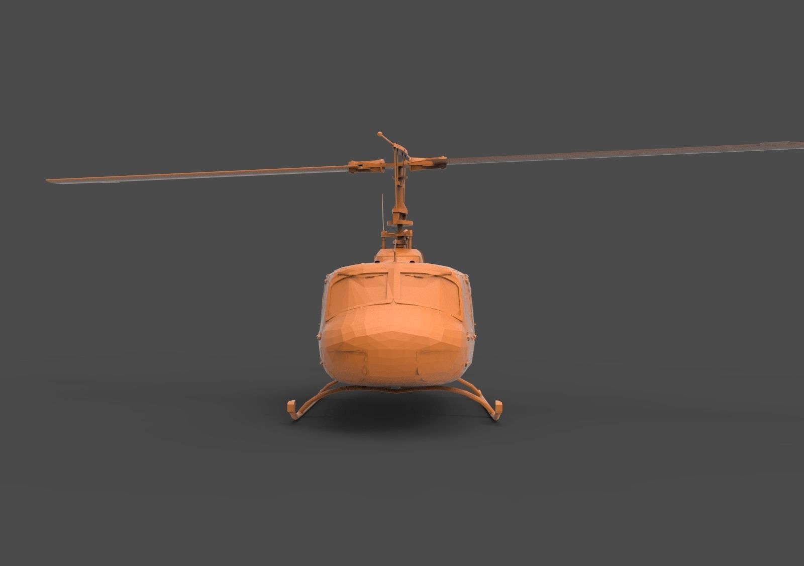 UH-1H orange helicopter 3D print model_1