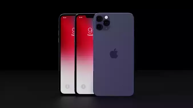 Concept of Apple iPhone 12 Pro Max Flat and Boxy Design Low-poly 3D model
