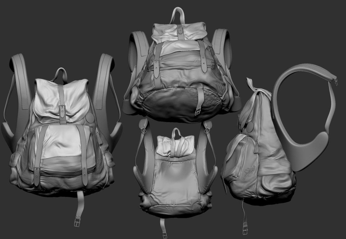 Backpack Low-poly 3D model in 3 differents ambients Low-poly 3D model_11
