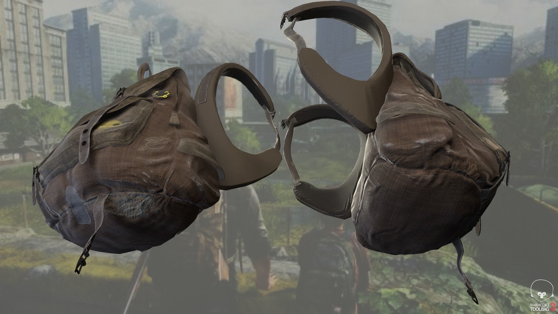 Backpack Low-poly 3D model in 3 differents ambients Low-poly 3D model_10