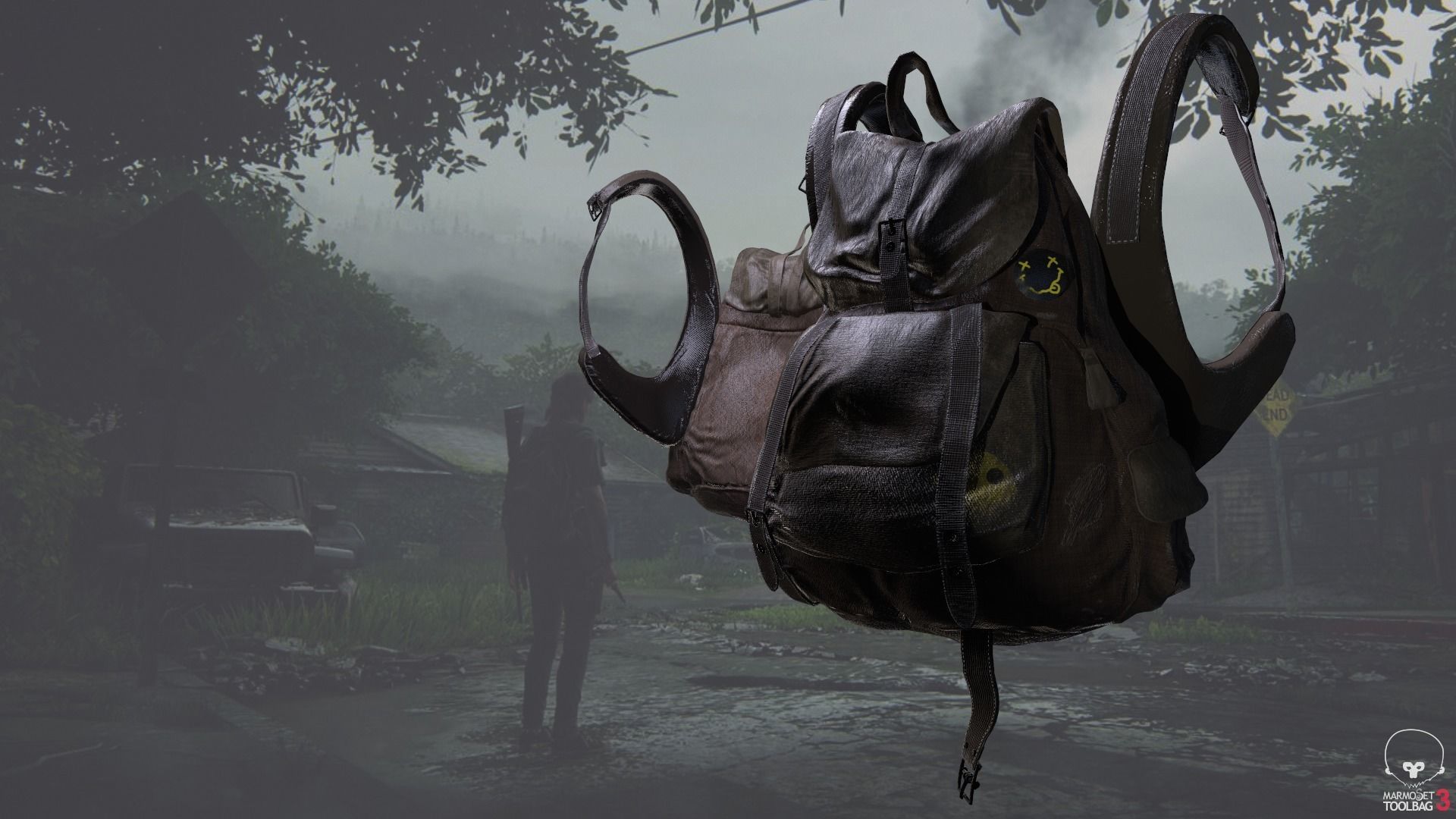 Backpack Low-poly 3D model in 3 differents ambients Low-poly 3D model_8