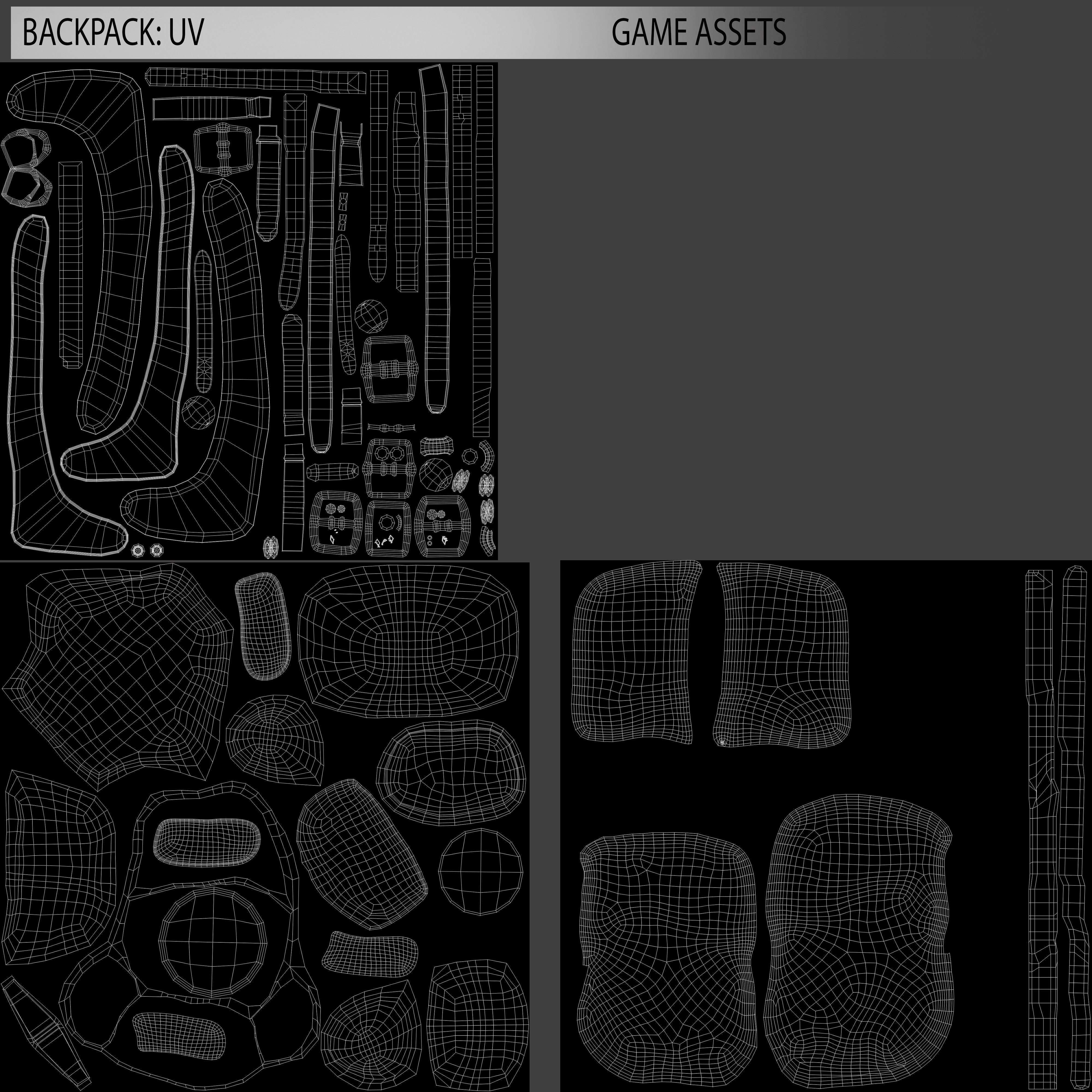 Backpack Low-poly 3D model in 3 differents ambients Low-poly 3D model_13