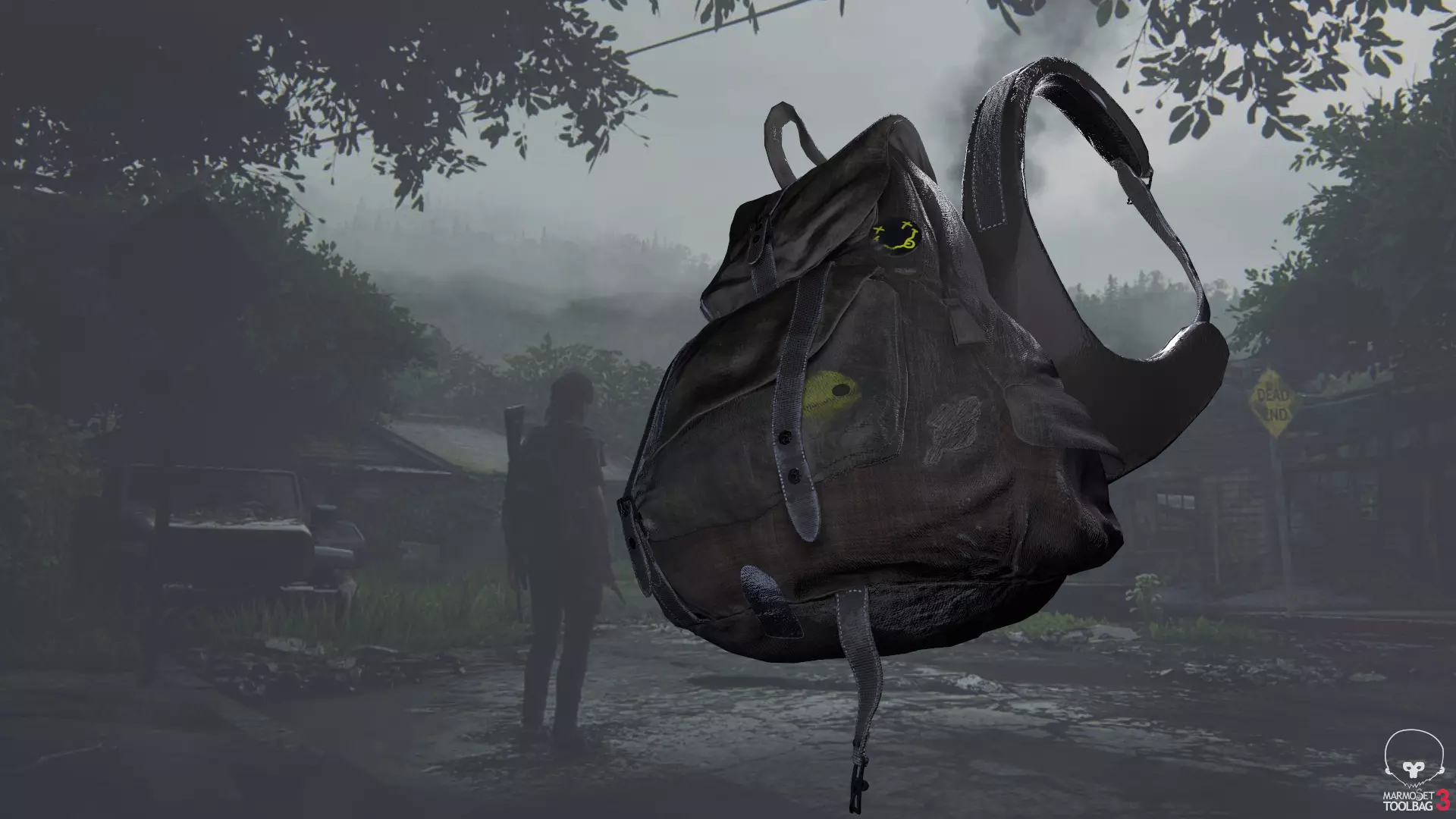 Backpack Low-poly 3D model in 3 differents ambients Low-poly 3D model_0