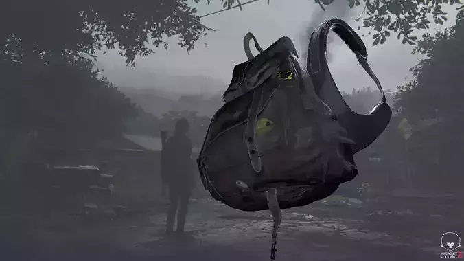 Backpack Low-poly 3D model in 3 differents ambients