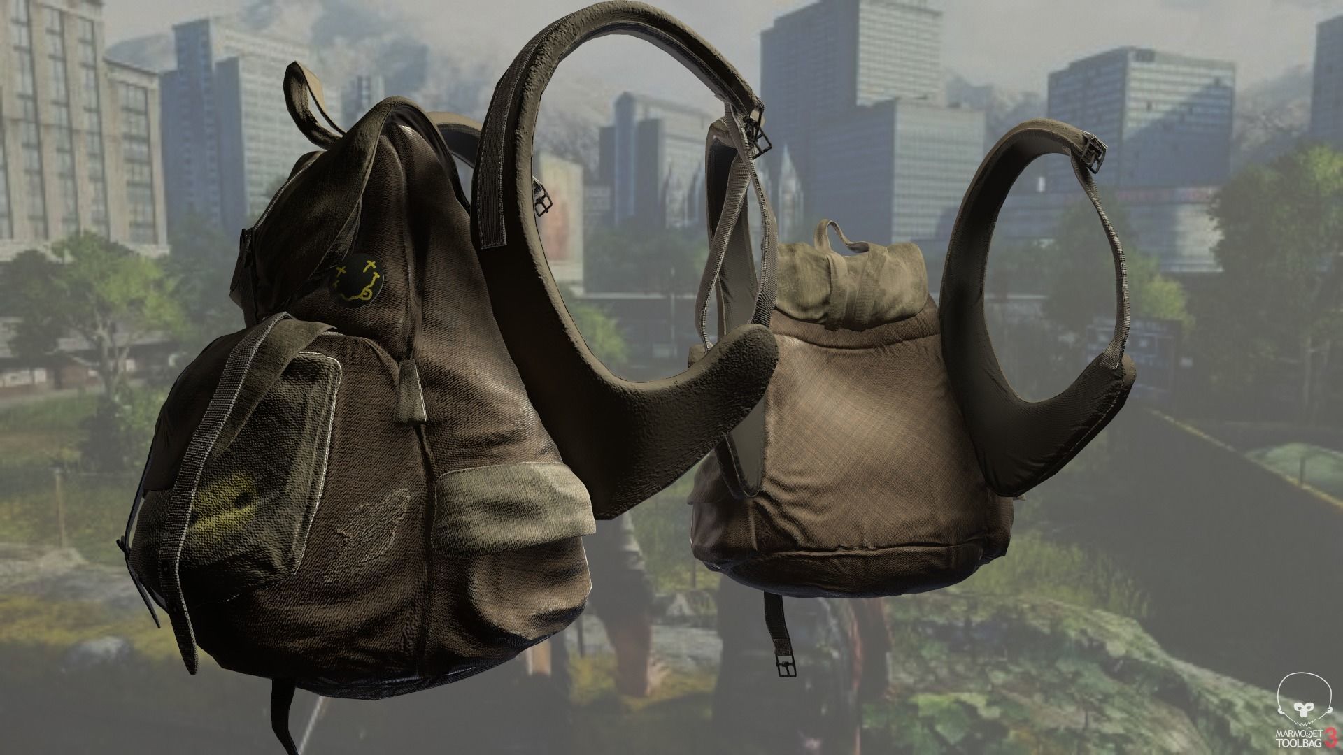 Backpack Low-poly 3D model in 3 differents ambients Low-poly 3D model_9