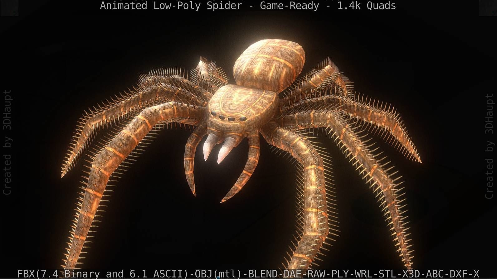 Spider Rigged and Game Ready Low-poly 3D model_36