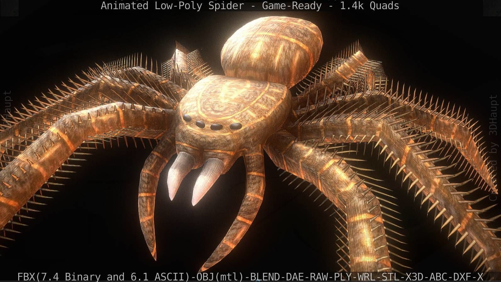 Spider Rigged and Game Ready Low-poly 3D model_35
