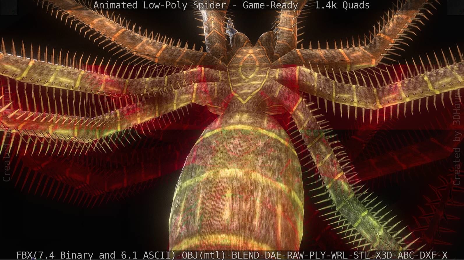 Spider Rigged and Game Ready Low-poly 3D model_16