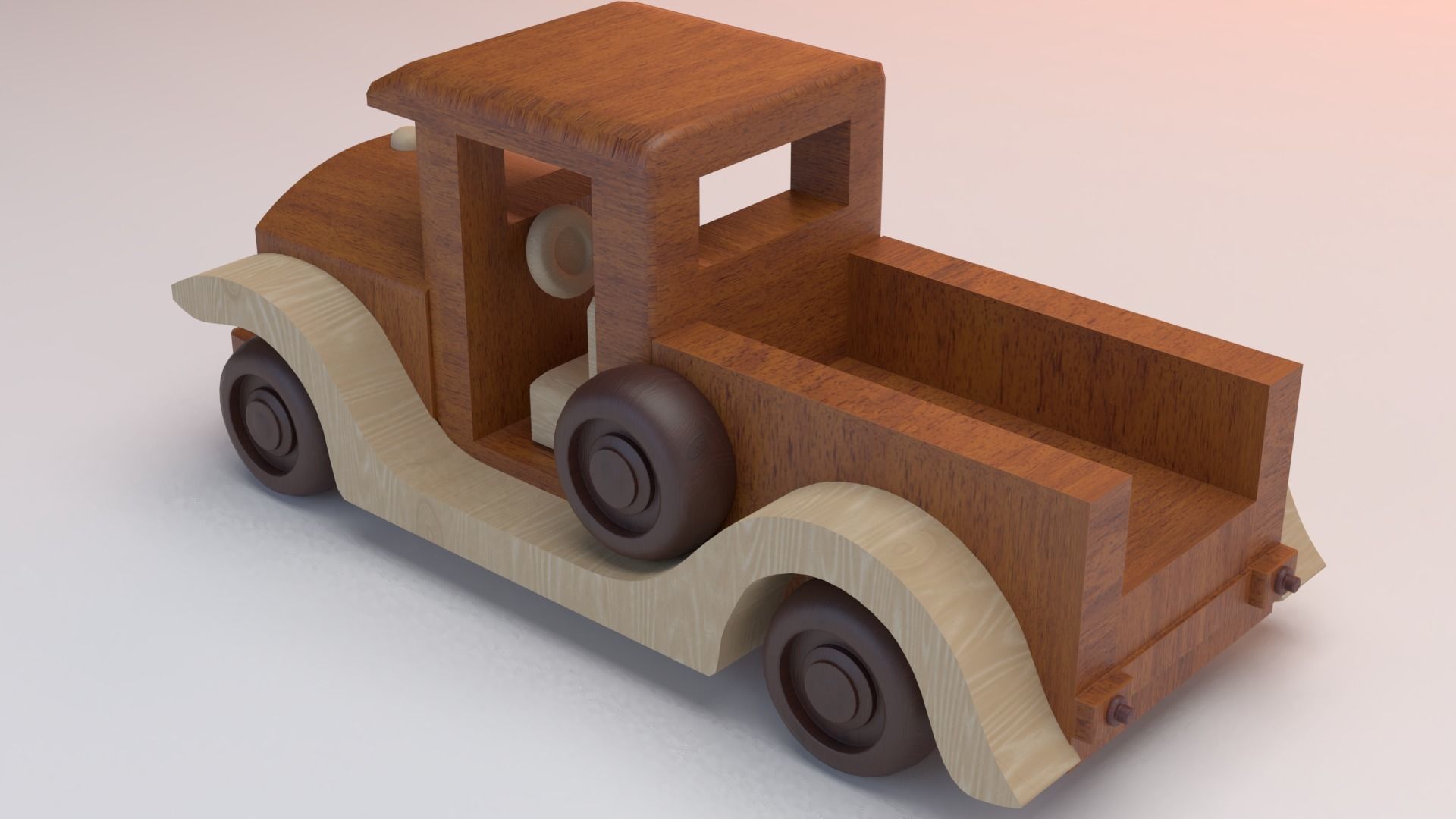 Wooden toy car 3D model_3