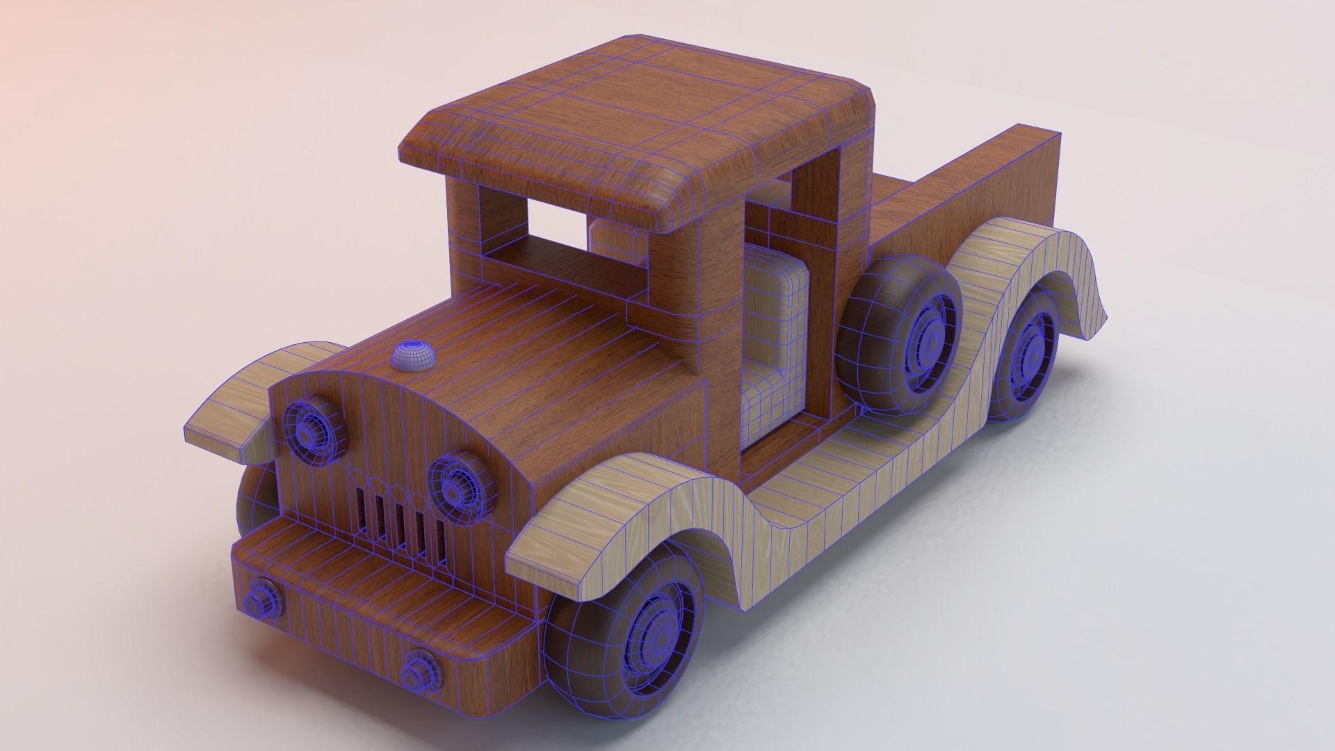 Wooden toy car 3D model_5