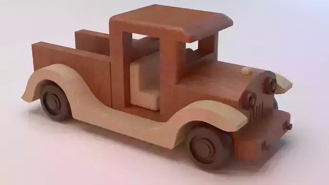 Wooden toy car 3D model