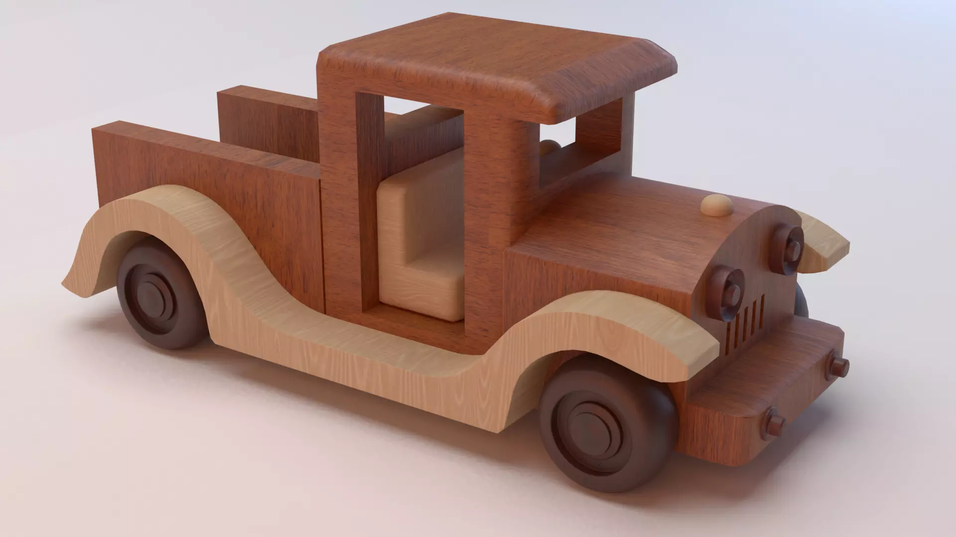 Wooden toy car 3D model_0