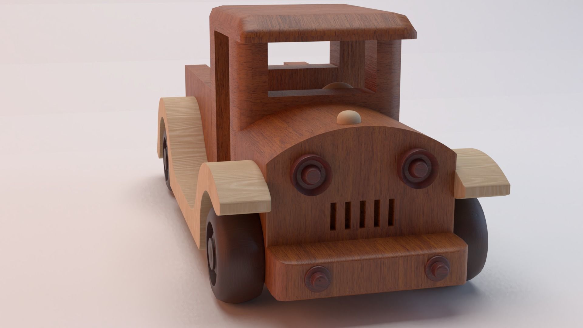 Wooden toy car 3D model_1