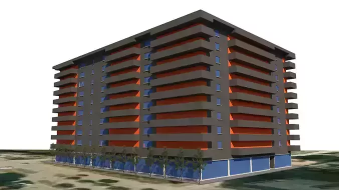9 story building  3D model