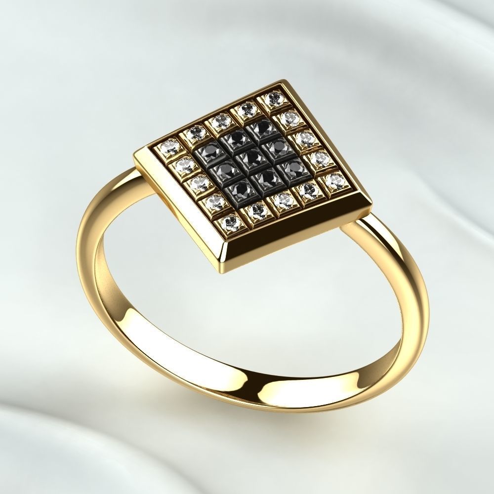 Rhodium Plated Quad Gold Ring 3D print model_7