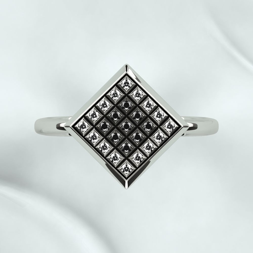 Rhodium Plated Quad Gold Ring 3D print model_11