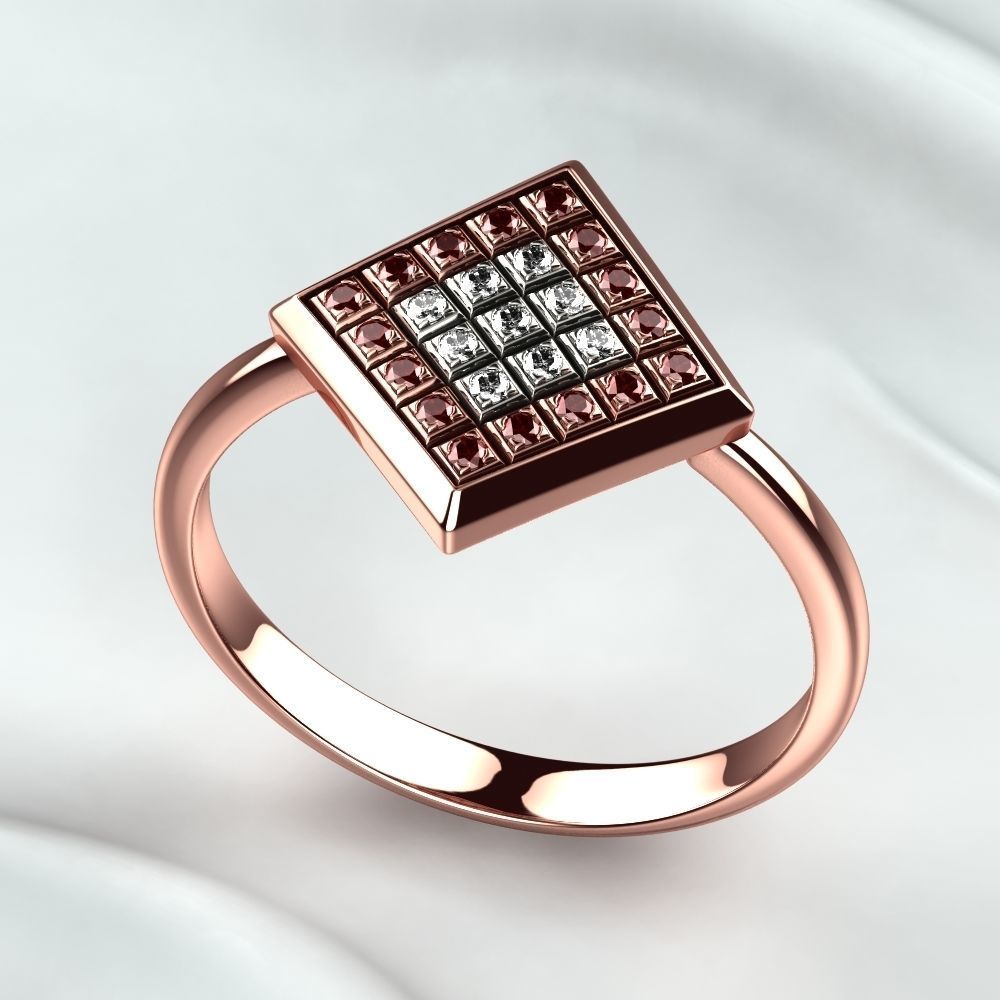 Rhodium Plated Quad Gold Ring 3D print model_5