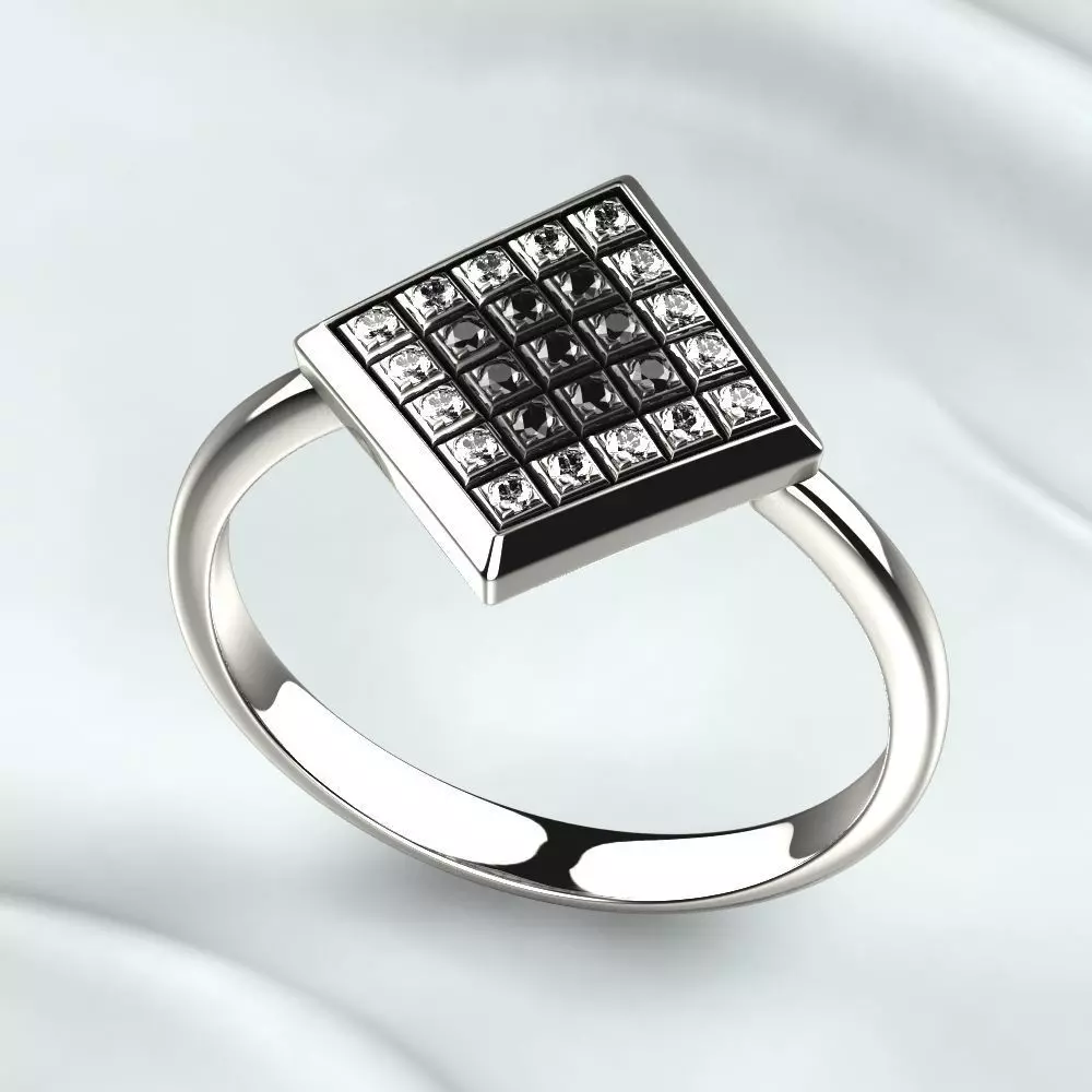 Rhodium Plated Quad Gold Ring 3D print model_0