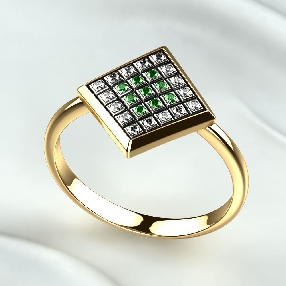 Rhodium Plated Quad Gold Ring 3D print model_8