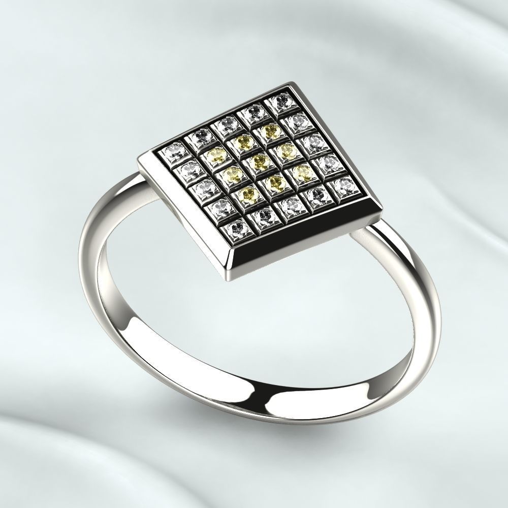 Rhodium Plated Quad Gold Ring 3D print model_2