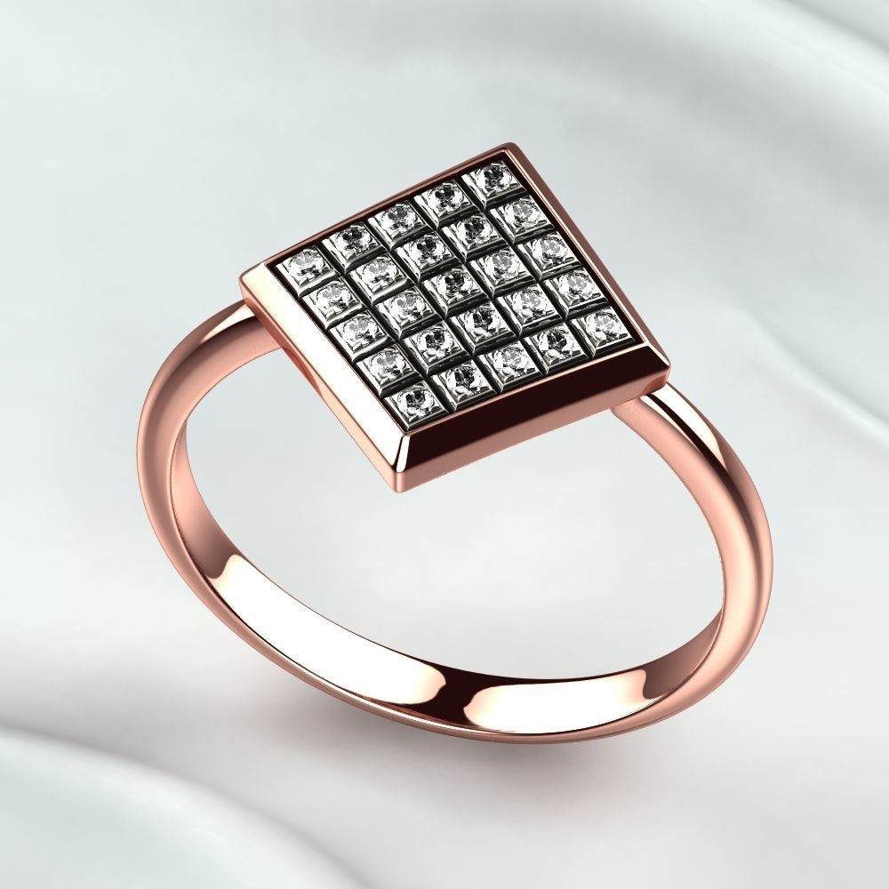 Rhodium Plated Quad Gold Ring 3D print model_6