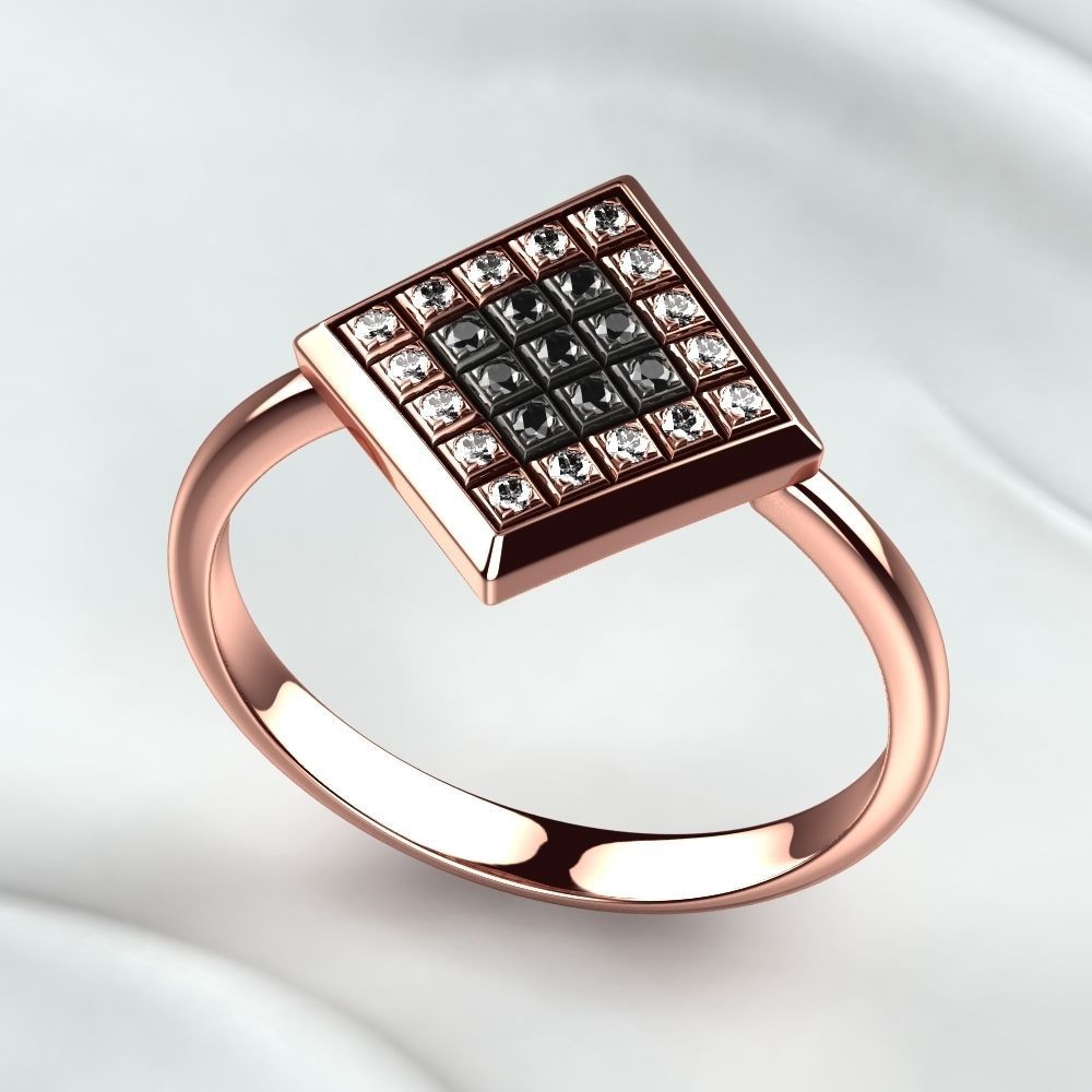 Rhodium Plated Quad Gold Ring 3D print model_4