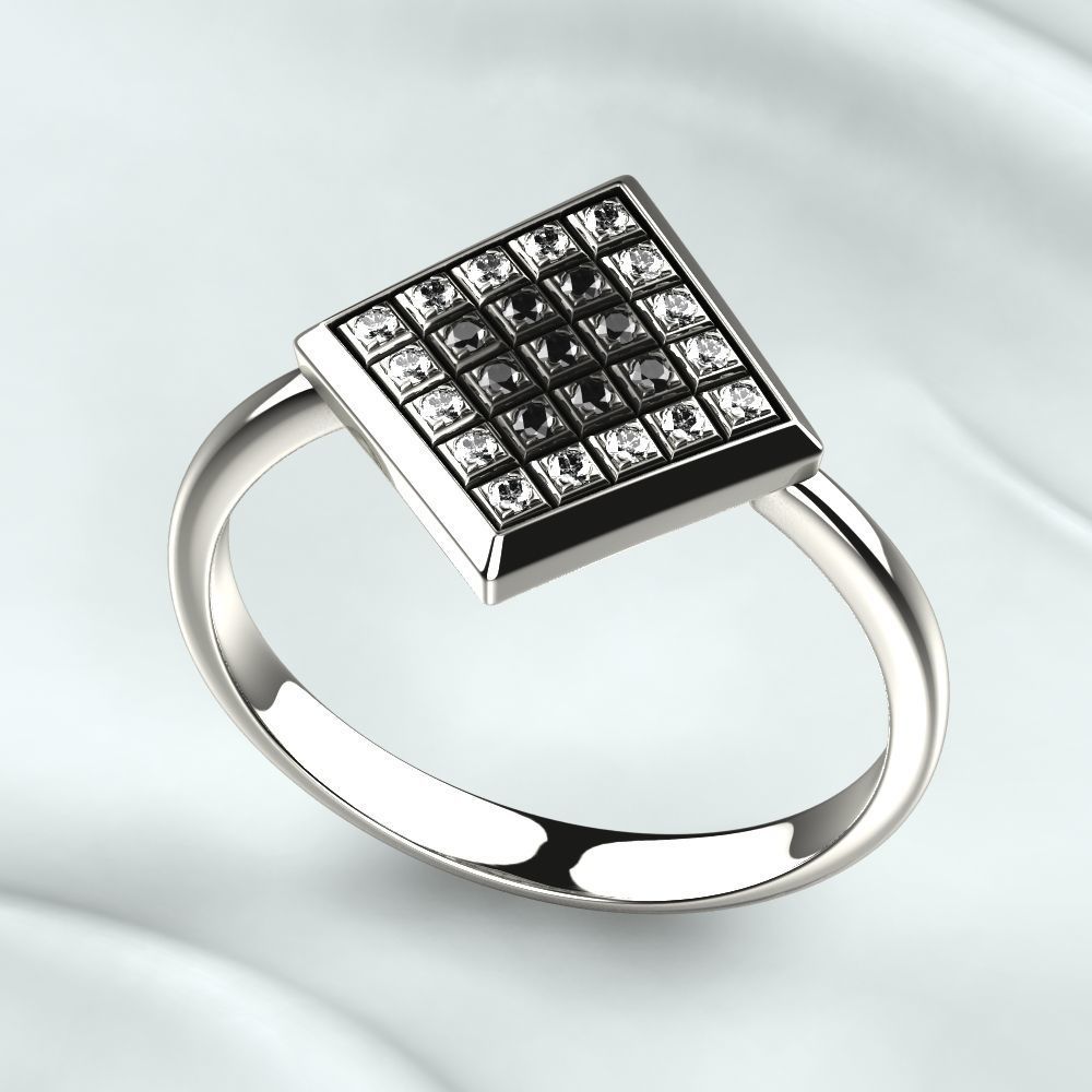 Rhodium Plated Quad Gold Ring 3D print model_1