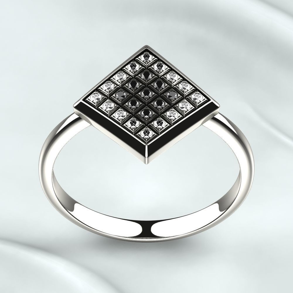 Rhodium Plated Quad Gold Ring 3D print model_10