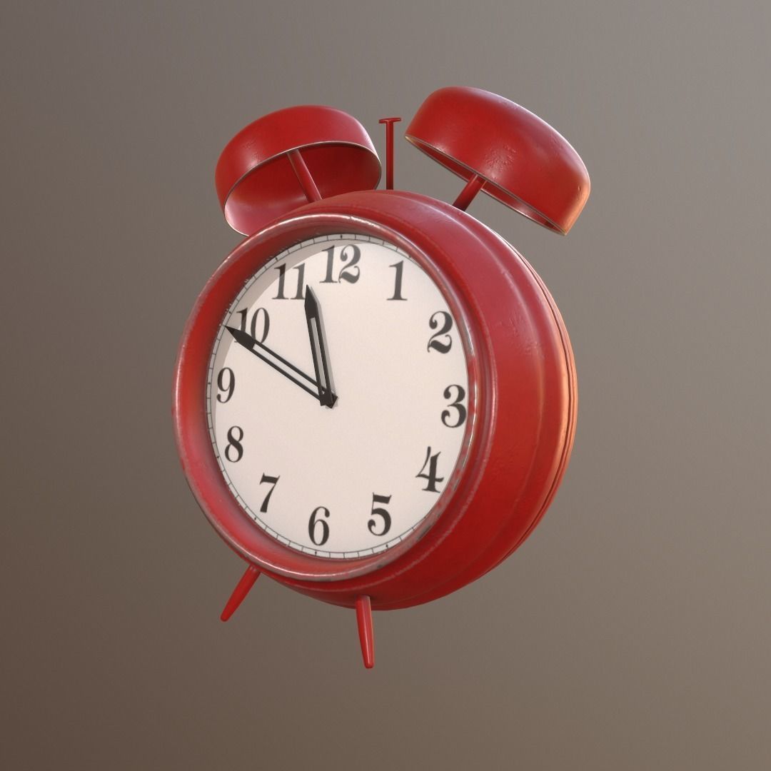 Vintage Alarm clock Low-poly 3D model_2
