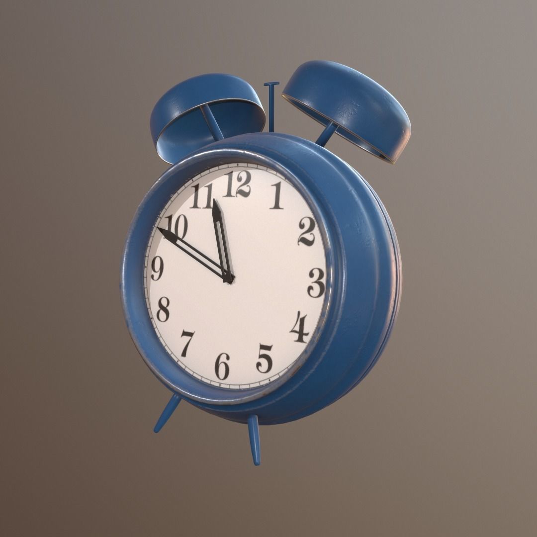 Vintage Alarm clock Low-poly 3D model_1