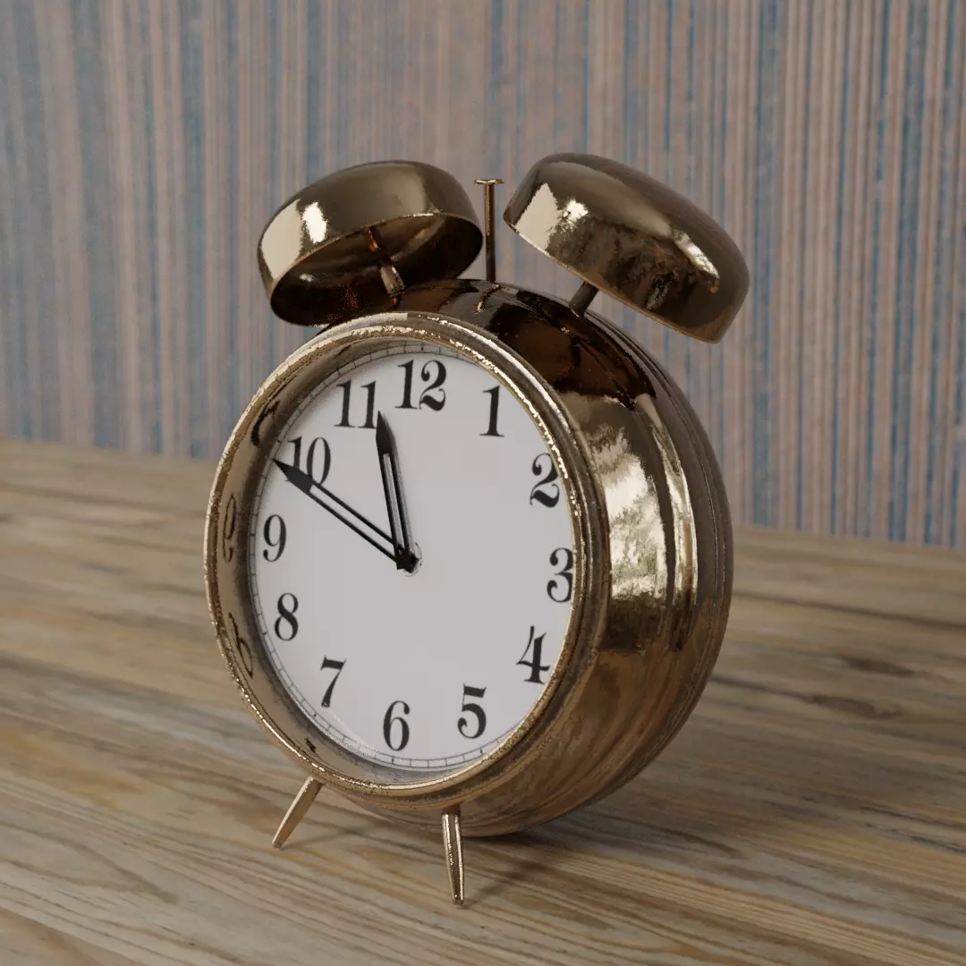 Vintage Alarm clock Low-poly 3D model_0