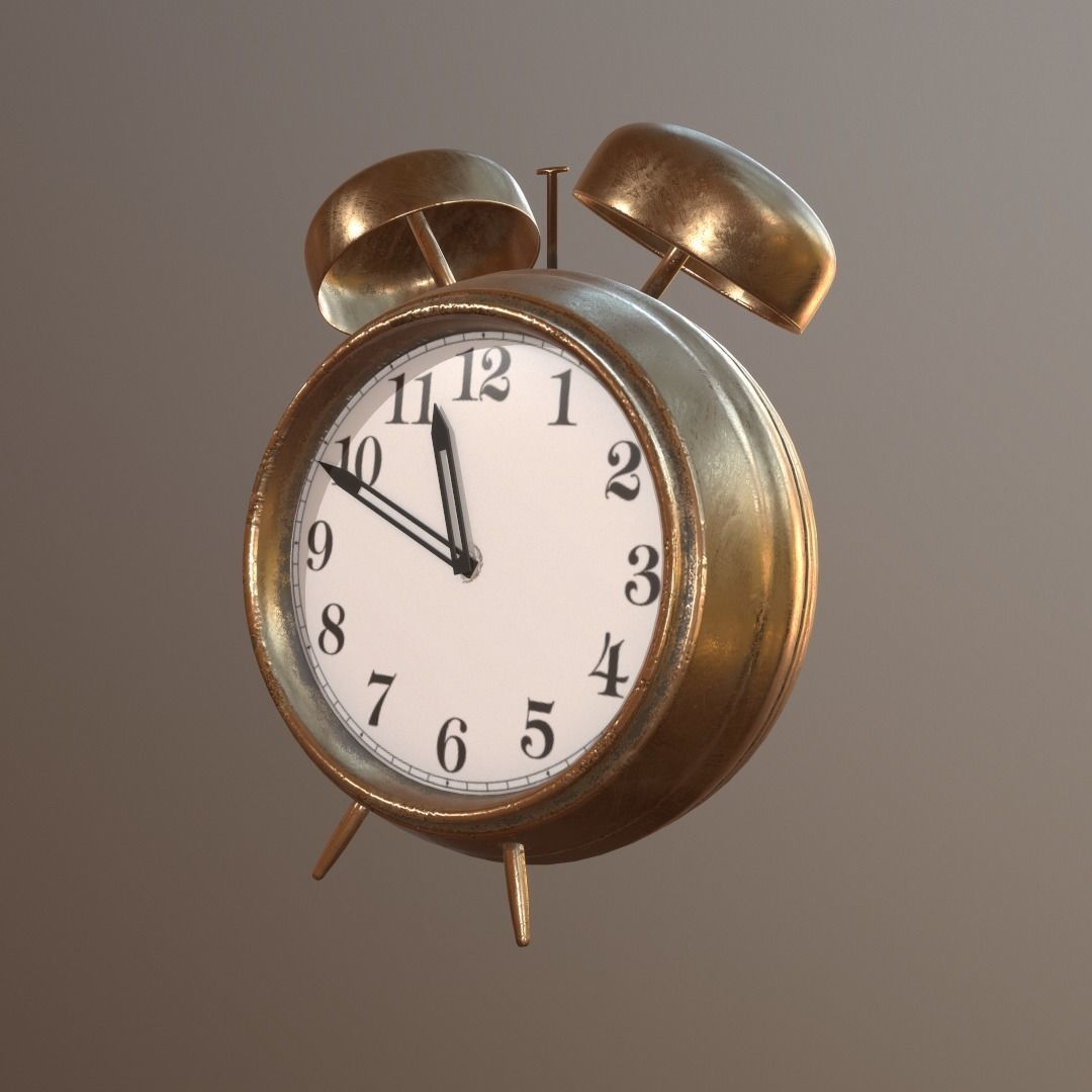 Vintage Alarm clock Low-poly 3D model_3