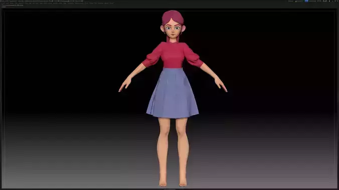 ZBrush Stylized Character Girl Base Mesh - Amy Girl Style 27