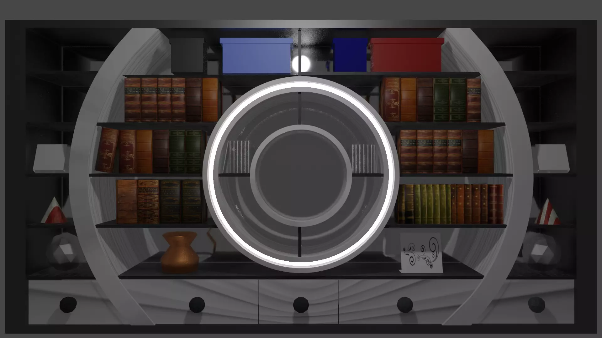 BOOKCASE room with bookshelves and mirror Free 3D model