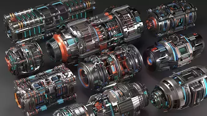 Sci Fi Mega Elements KITBASH - SUBDIVISION READY - Full pack 3D model