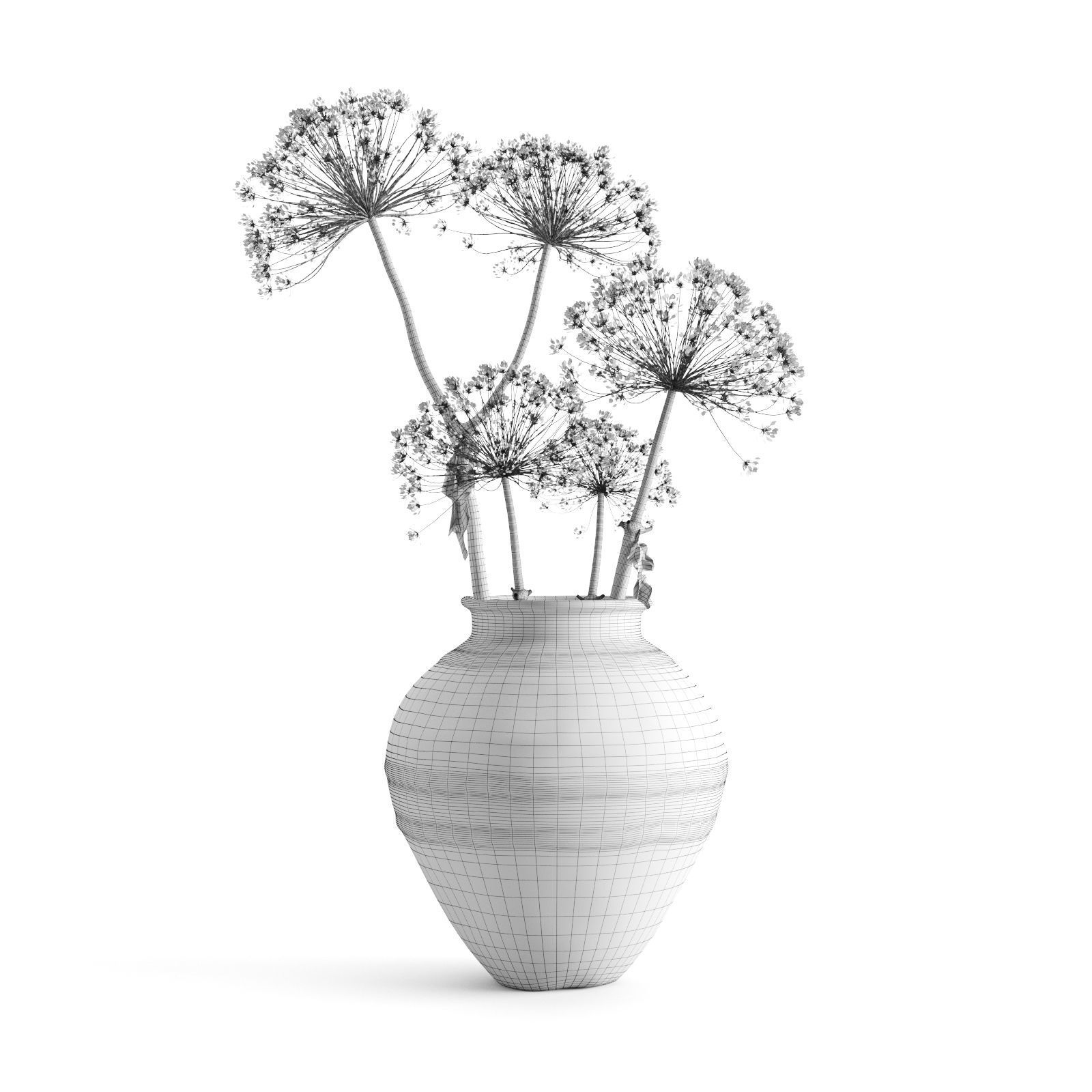 Hogweed In A Clay Vase 3D model_5