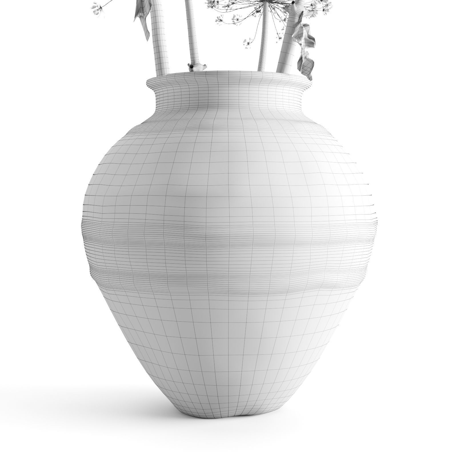 Hogweed In A Clay Vase 3D model_7