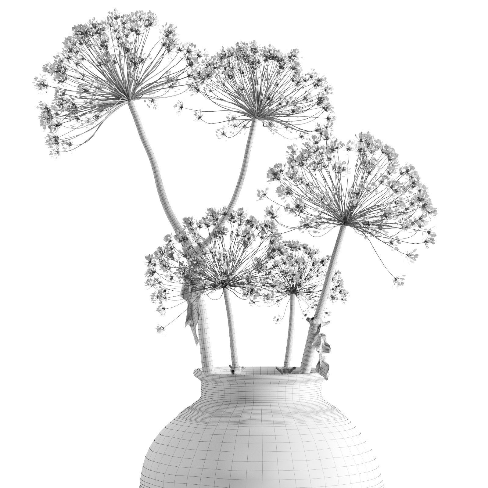 Hogweed In A Clay Vase 3D model_6