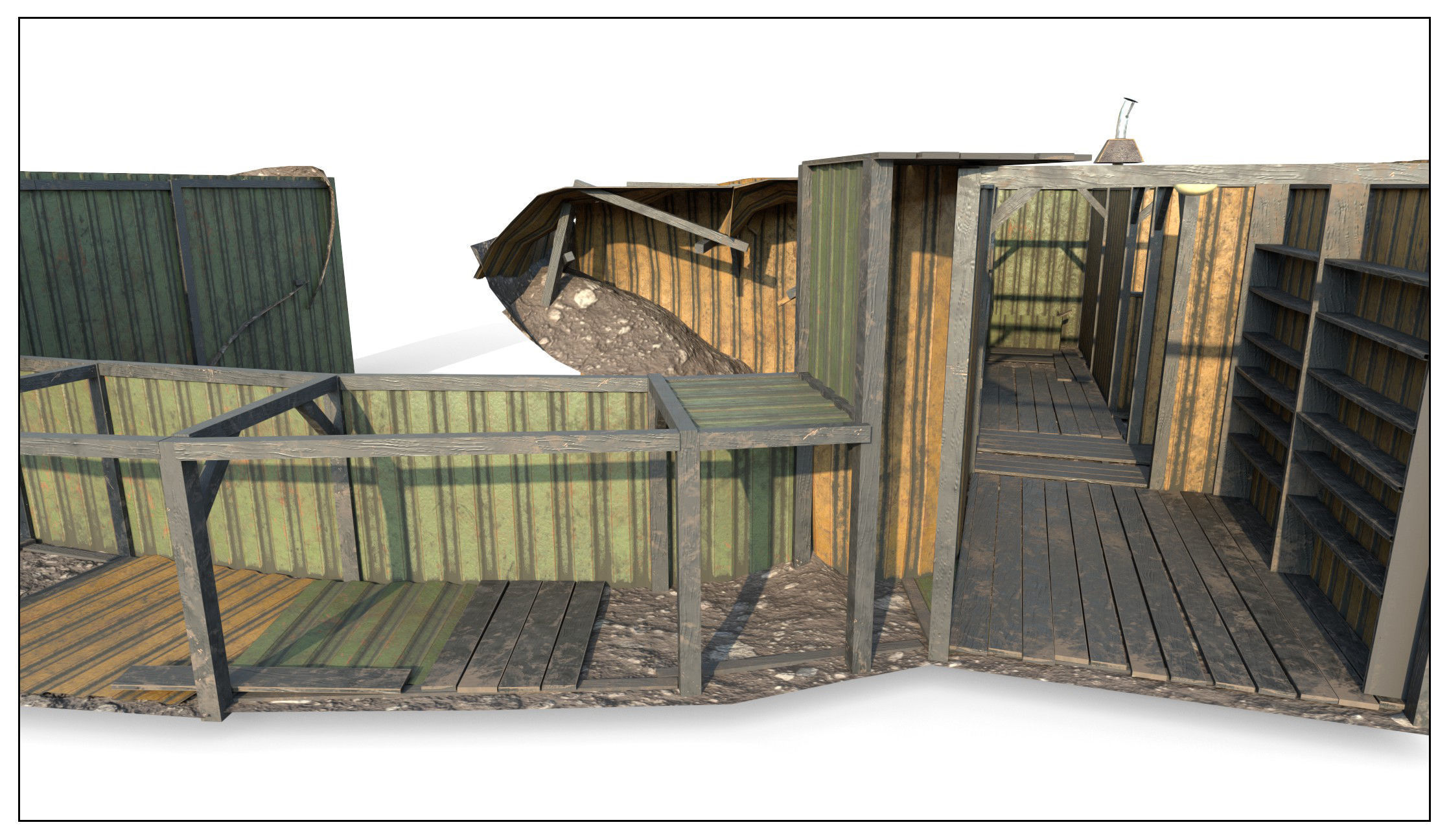 Abandoned Shelter base 02 Low-poly 3D model_3