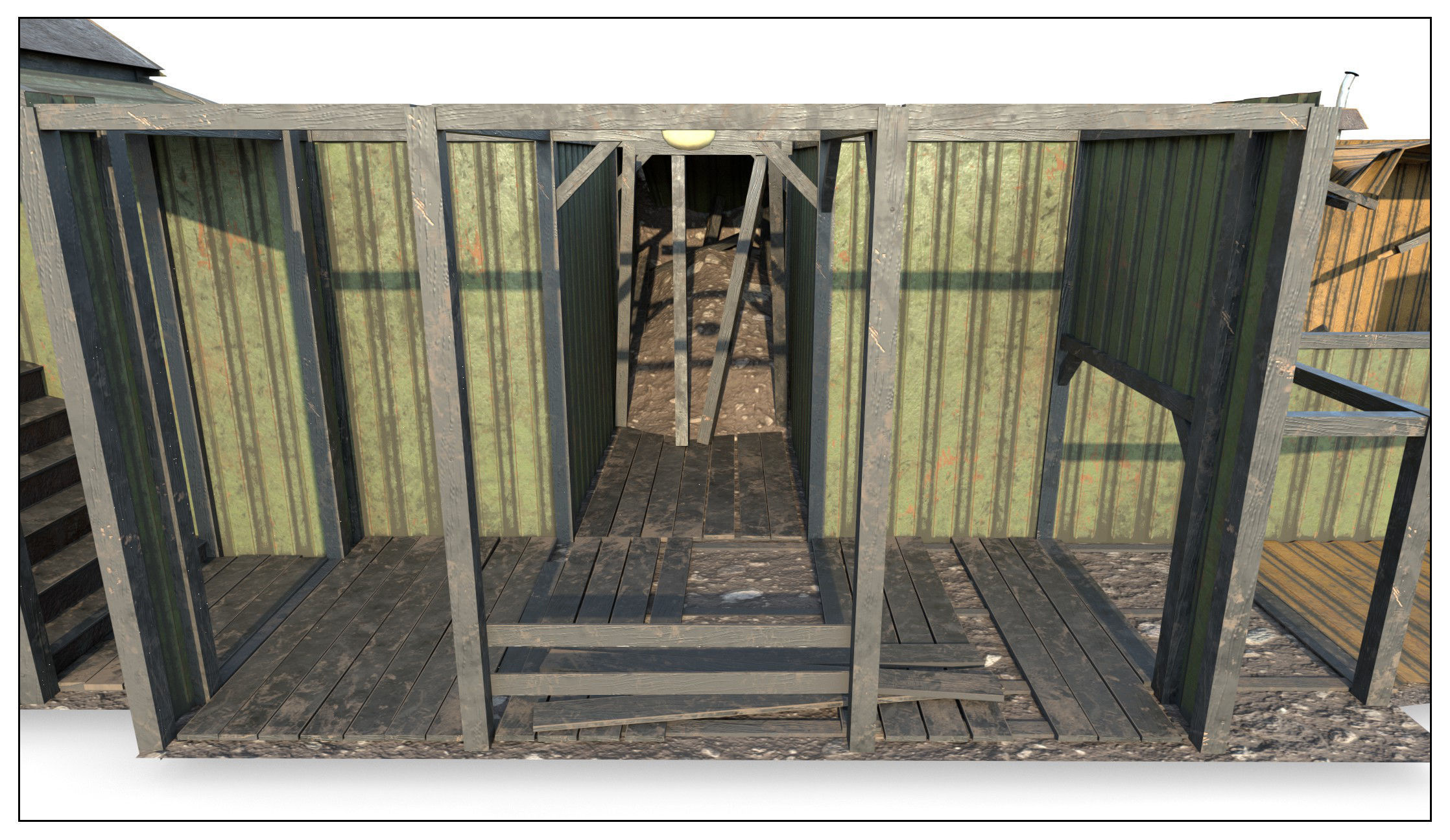 Abandoned Shelter base 02 Low-poly 3D model_2