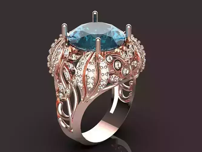 flower ring Silver Gold  Print Silver Gold  Print