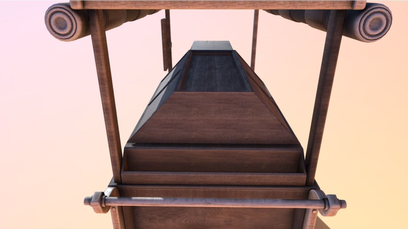 Wooden street food cart model with textures and UVs 3D model_2