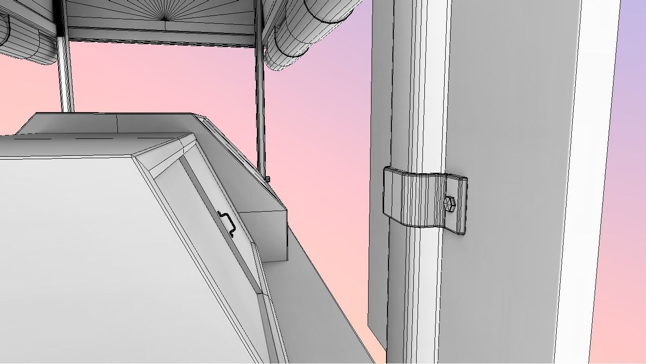 Wooden street food cart model with textures and UVs 3D model_5