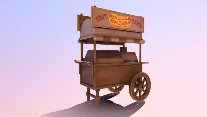 Wooden street food cart model  with textures and UVs  3D model