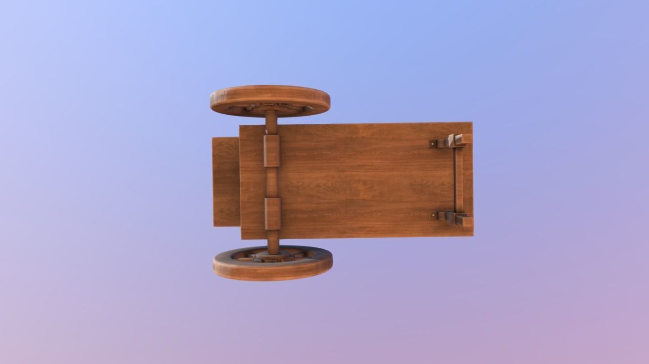 Wooden street food cart model with textures and UVs 3D model_11